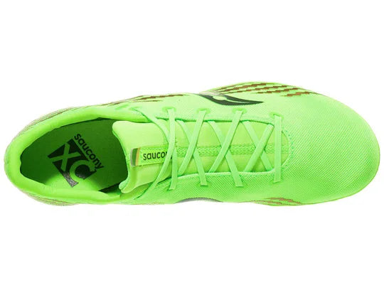 Men's Saucony Havok XC3. Green upper. Top view.