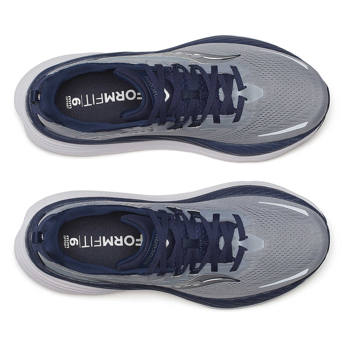 Men's Saucony Hurricane 25. Grey upper. White midsole. Top view.