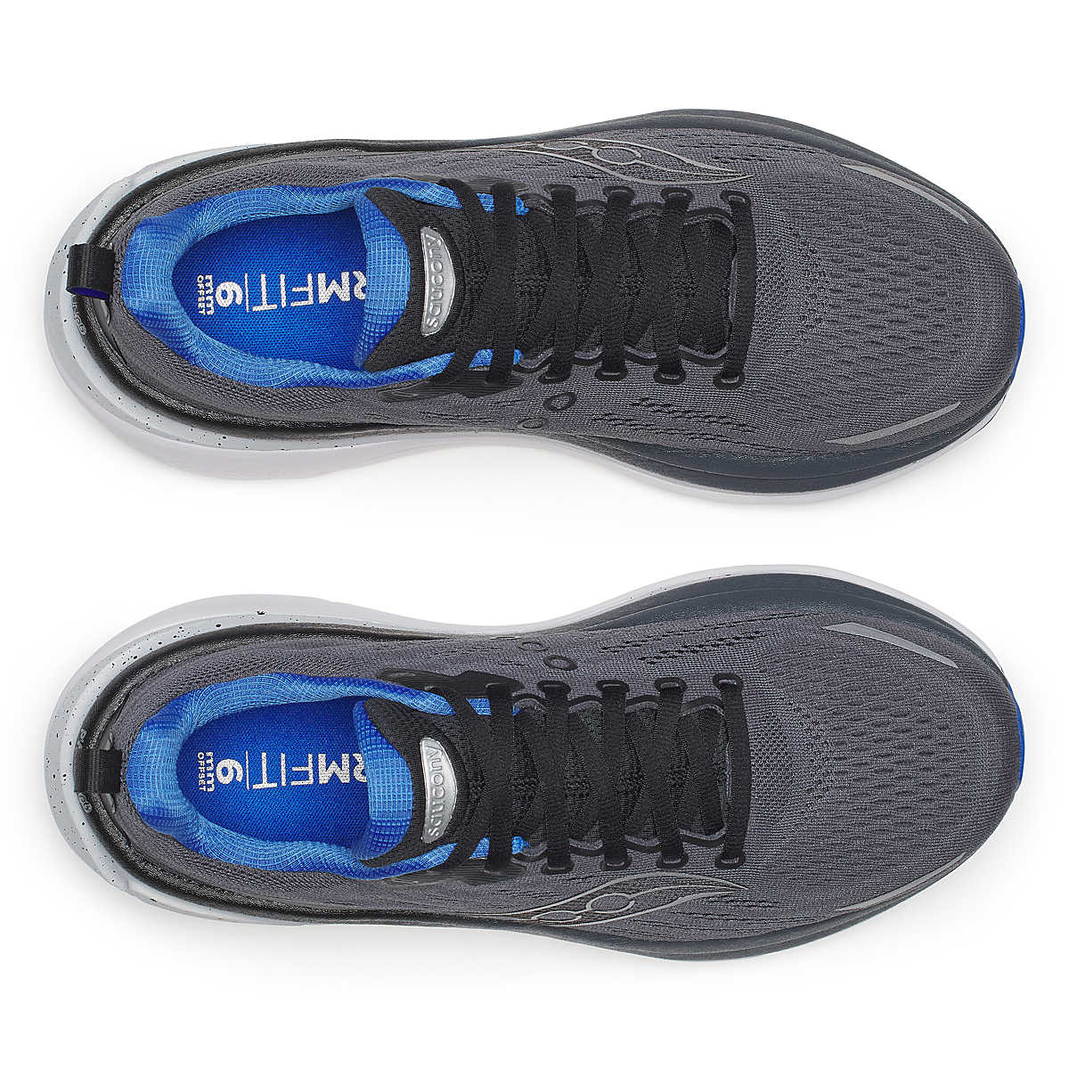 Men's Saucony Hurricane 25. Grey upper. White midsole. Top view.