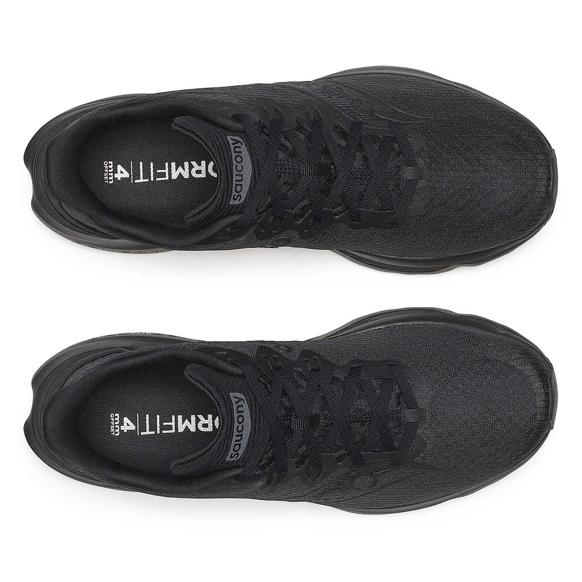Men's Saucony Kinvara 16. Black upper. Black midsole. Top view.