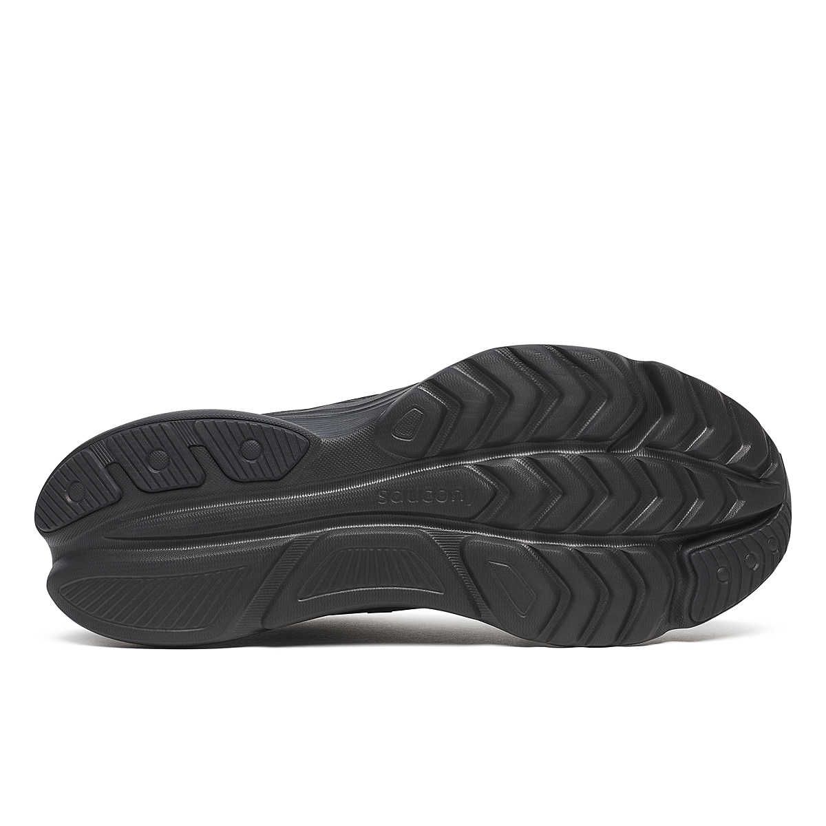 Men's Saucony Kinvara 16. Black upper. Black midsole. Bottom view.