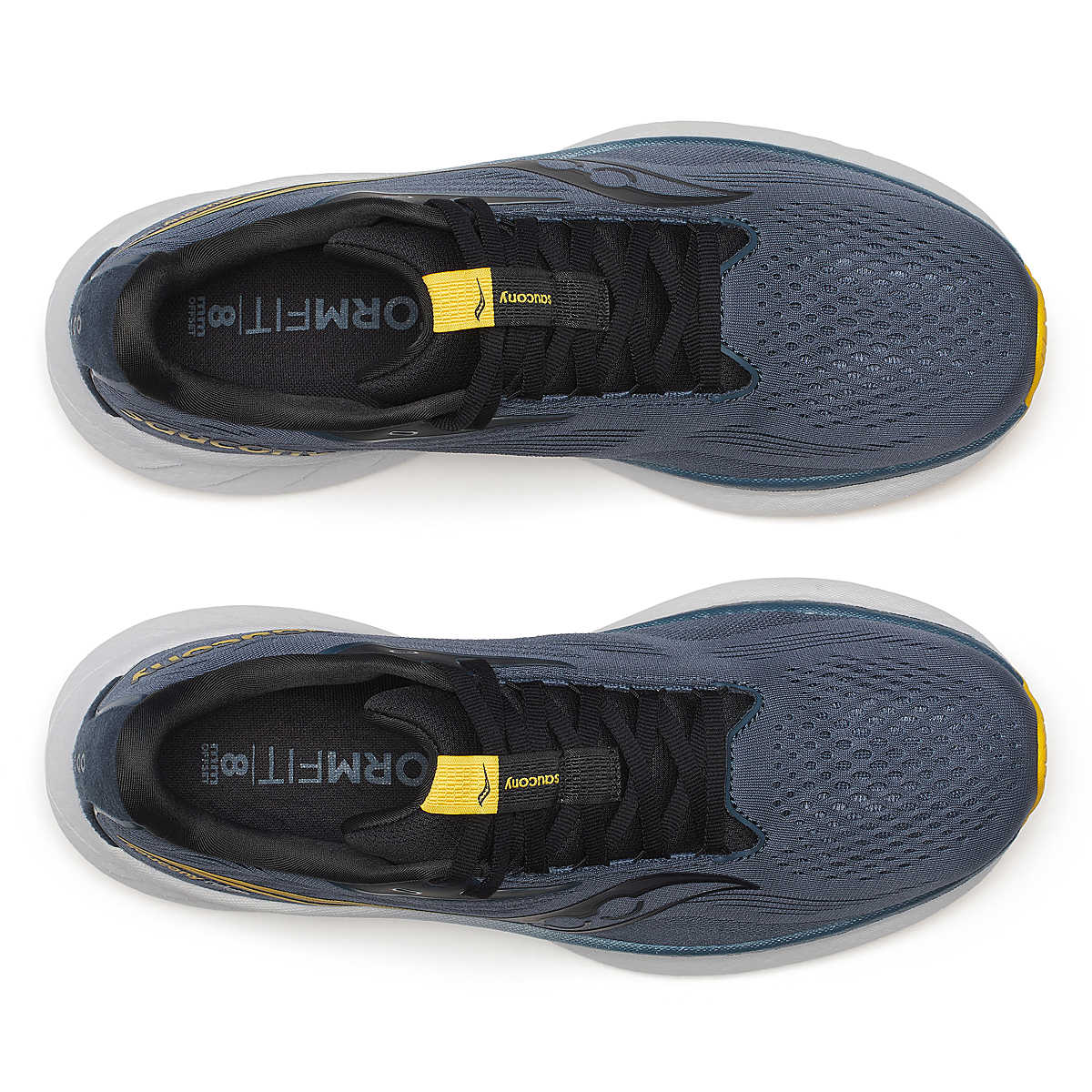Men's Saucony Ride 18. Dusk/Pollen. Top view.