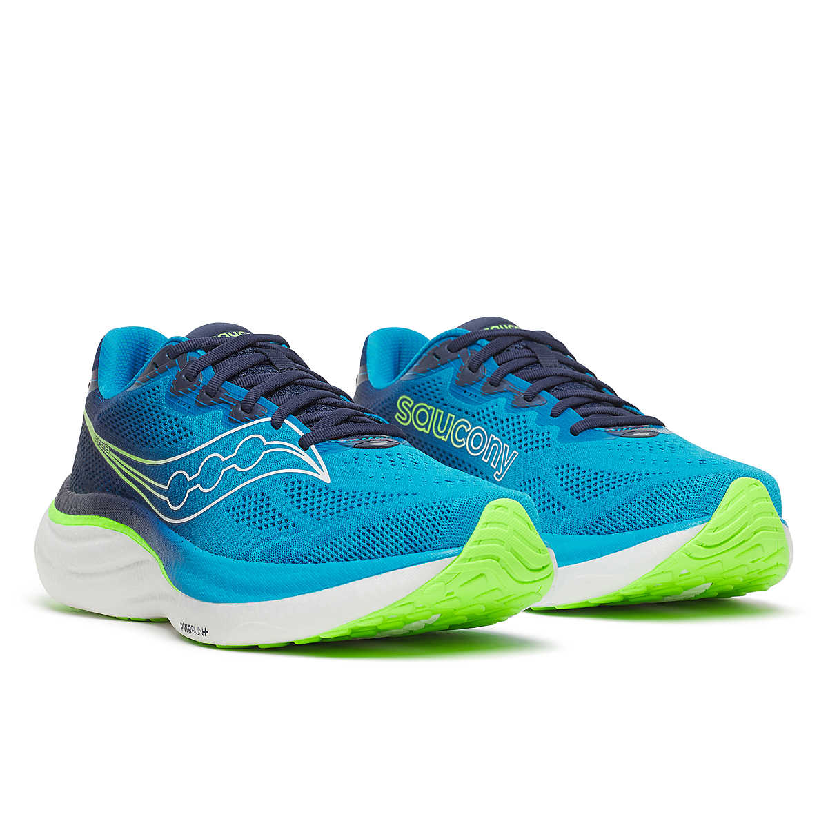 Men's Saucony Ride 19. Cobalt/Slime. Lateral view.