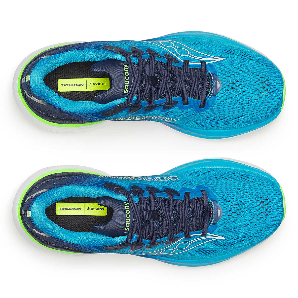 Men's Saucony Ride 19. Cobalt/Slime. Top view.