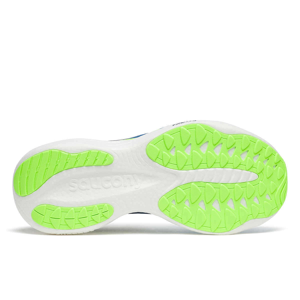 Men's Saucony Ride 19. Cobalt/Slime. Outsole view.