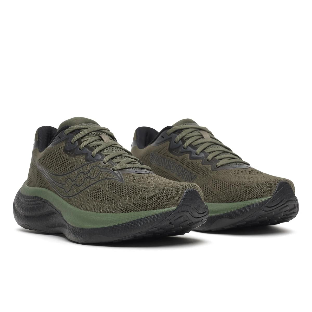 Men's Saucony Ride 19. Fatigue/Black. Lateral view.