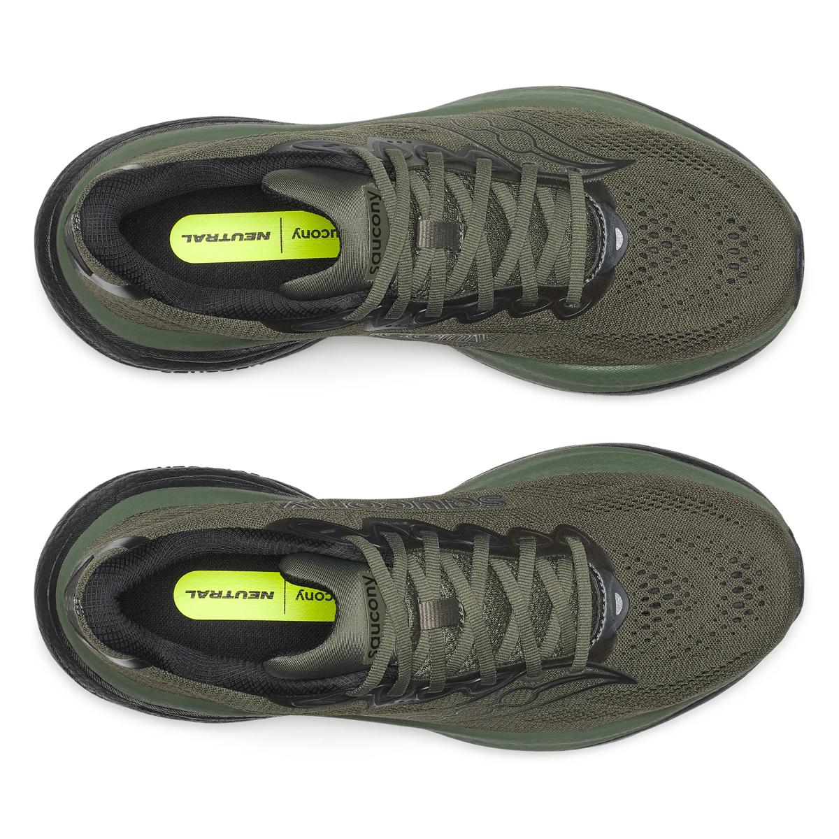 Men's Saucony Ride 19. Fatigue/Black. Top view.
