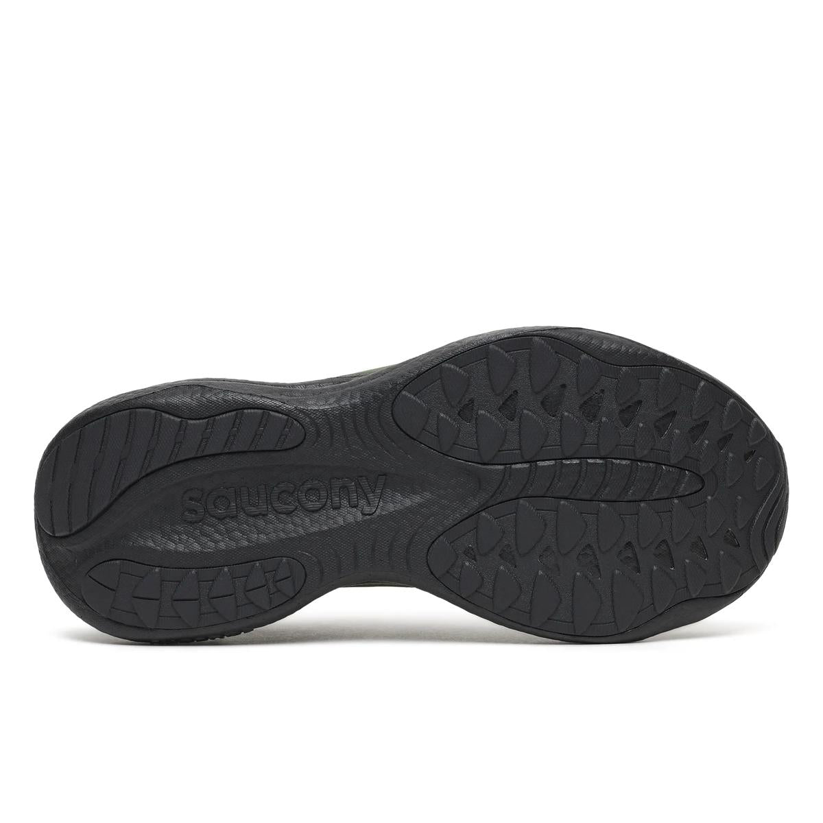 Men's Saucony Ride 19. Fatigue/Black. Outsole view.