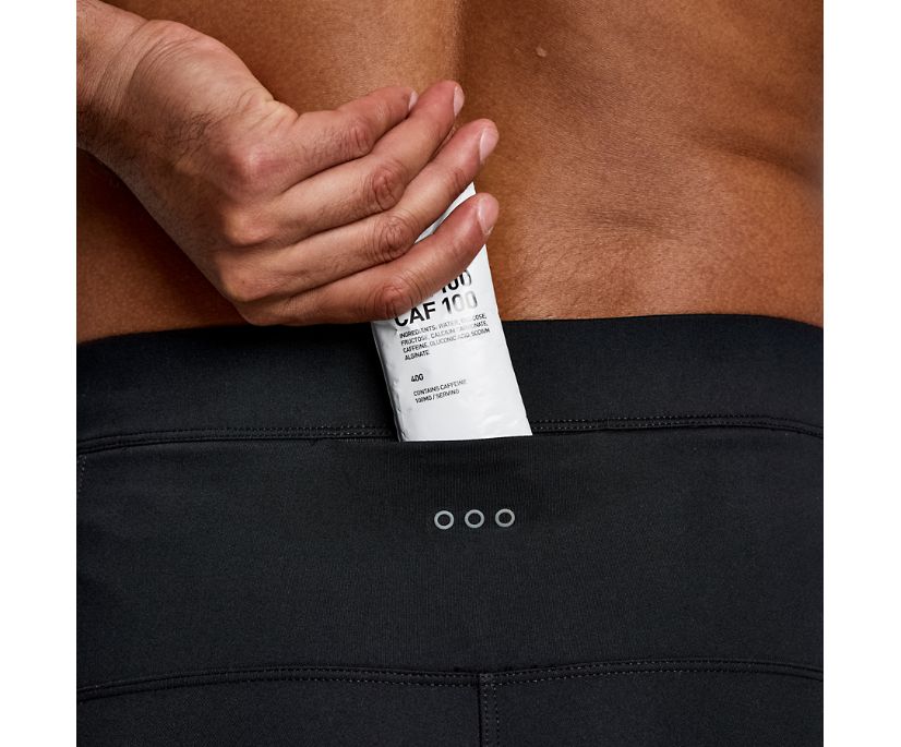 Men's Saucony RunShield Tights. Black. Rear pocket closeup.