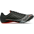 Men's Saucony Spitfire 5. Black/Infrared. Lateral view.