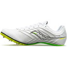Men's Saucony Spitfire 5. White/Slime. Medial view.