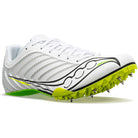 Men's Saucony Spitfire 5. White/Slime. Lateral view.