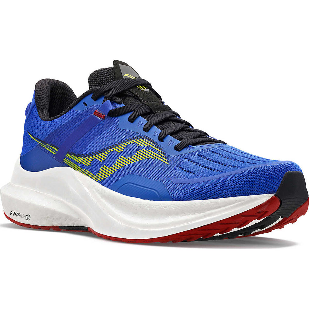 Men's Saucony Tempus. Blue upper. White midsole. Lateral view.