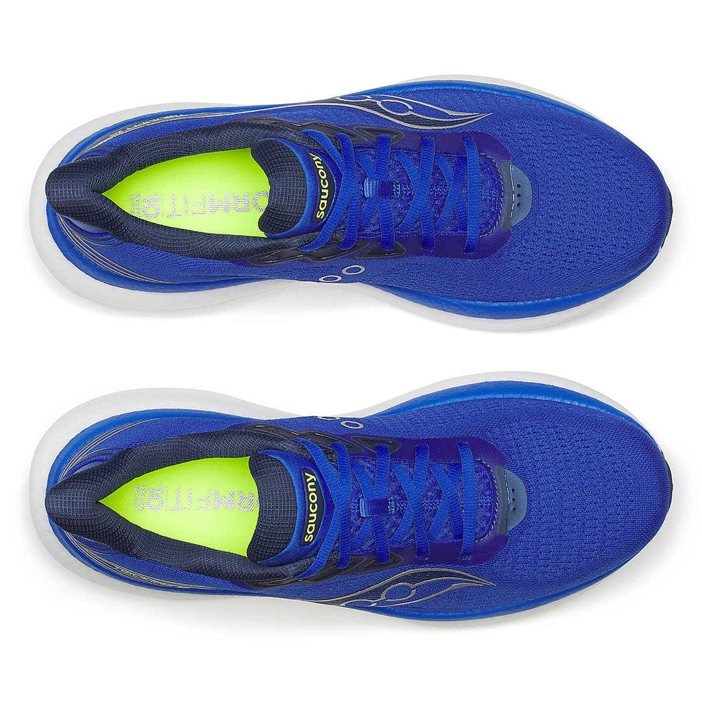 Men's Saucony Triumph 23. Blue upper. White midsole. Top view.