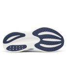 Men's Saucony Triumph 23. Blue upper. White midsole. Bottom view.