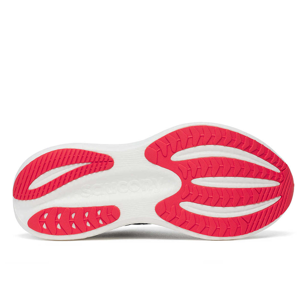 Men's Saucony Triumph 23. Navy upper. White midsole. Bottom view.