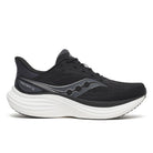 Men's Saucony Triumph 24. Black upper. White midsole. Lateral view.