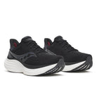 Men's Saucony Triumph 24. Black upper. White midsole. Lateral view.
