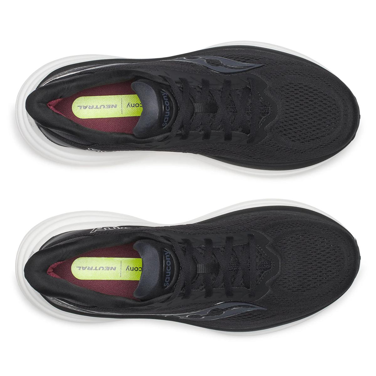 Men's Saucony Triumph 24. Black upper. White midsole. Top view.