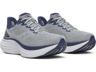 Men's Saucony Triumph 24. Grey upper. White midsole. Lateral view.
