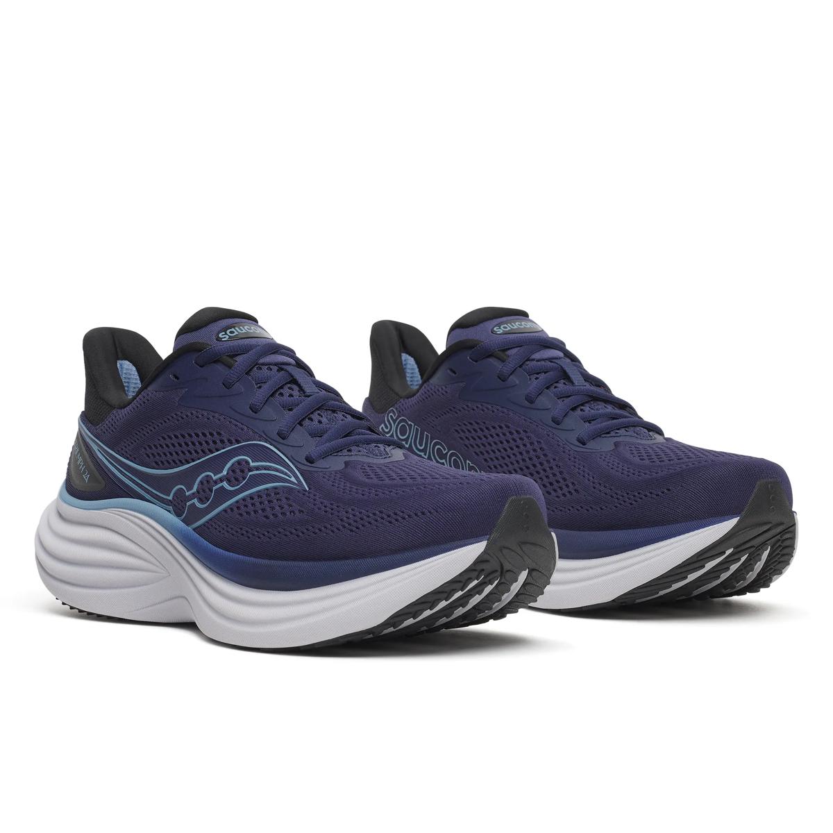 Men's Saucony Triumph 24. Navy upper. White midsole. Lateral view.