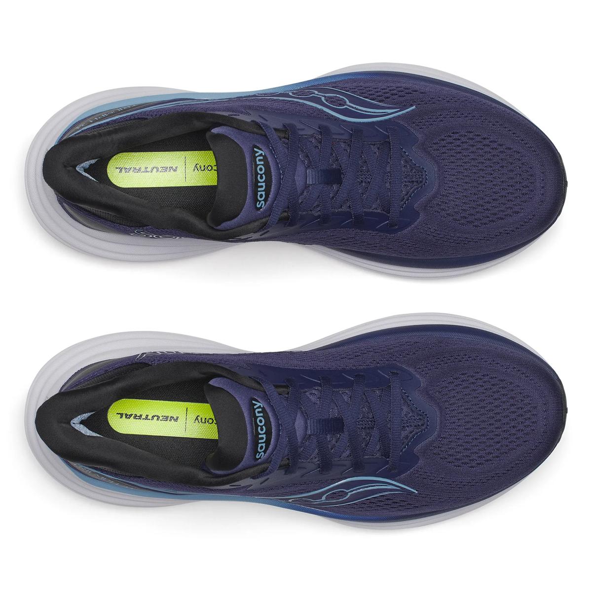 Men's Saucony Triumph 24. Navy upper. White midsole. Top view.