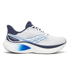 Men's Saucony Triumph 24. White upper. White midsole. Lateral view.