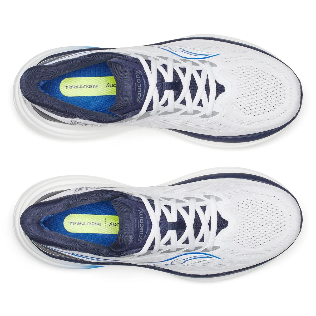 Men's Saucony Triumph 24. White upper. White midsole. Top view.