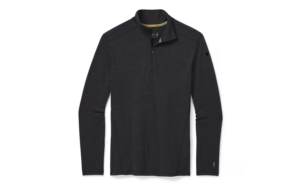 Men's Smartwool Thermal Merino Base Layer Quarter Zip | Black | Front View