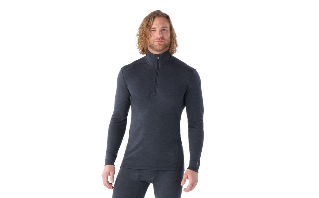 Men's Smartwool Thermal Merino Base Layer Quarter Zip | Black | Front View
