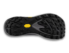 Men's Topo MTN Racer 4. Grey upper. Grey midsole. Bottom view.