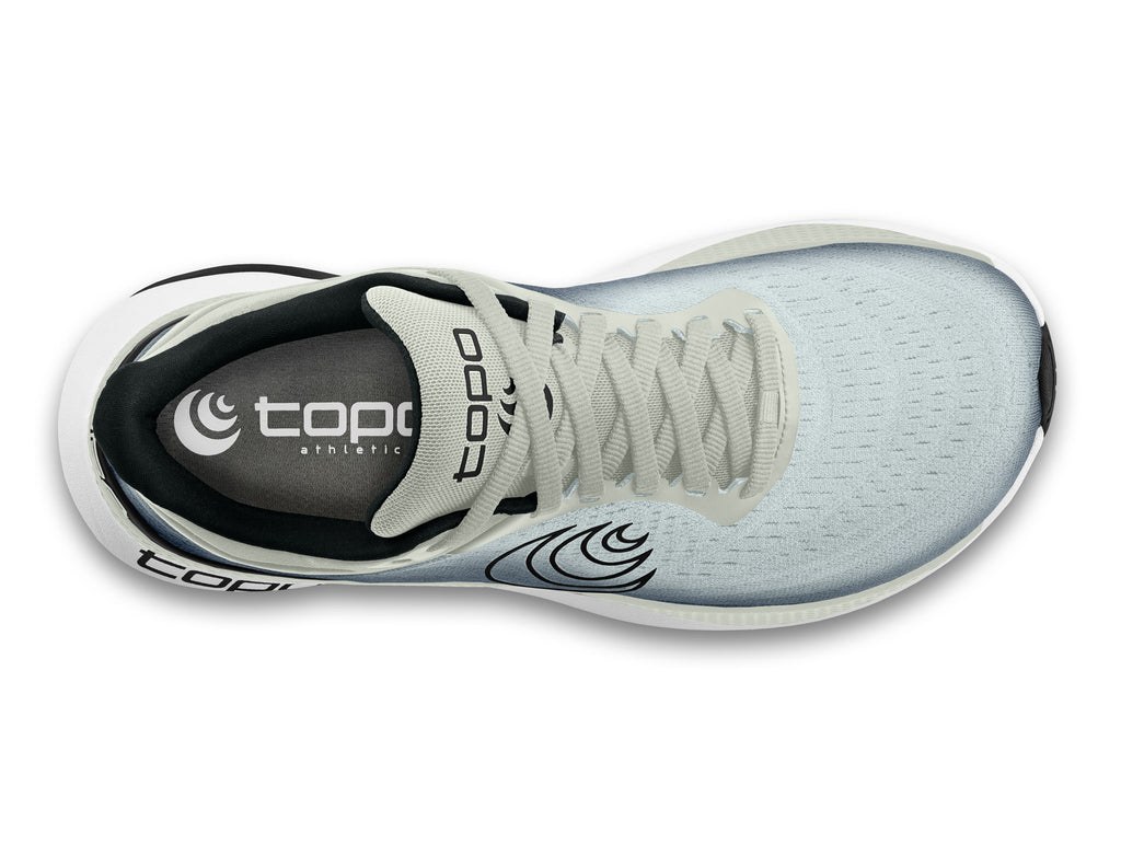 With Topo Aura. Light Grey upper. White midsole. Top view.