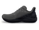 Men's Topo Fli-Lyte 6. Dark Grey upper. Black midsole. Medial view.