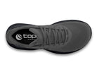 Men's Topo Fli-Lyte 6. Dark Grey upper. Black midsole. Top view.