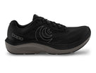 Men's Topo Magnifly 6. Black upper. Dark Grey midsole. Lateral view.