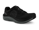 Men's Topo Magnifly 6. Black upper. Dark Grey midsole. Lateral view.
