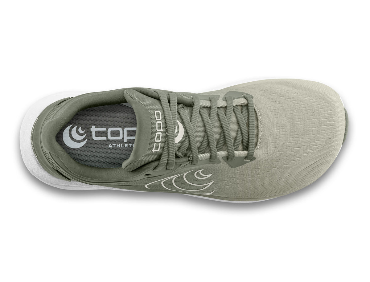 Men's Topo Phantom 4. Tan upper. White midsole. Top view.