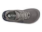 Men's Topo Pursuit 3. Grey upper. Navy midsole. Top view.