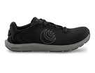 Men's Topo ST-6. Black upper. Dark Grey midsole. Lateral view.