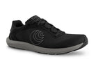 Men's Topo ST-6. Black upper. Dark Grey midsole. Lateral view.