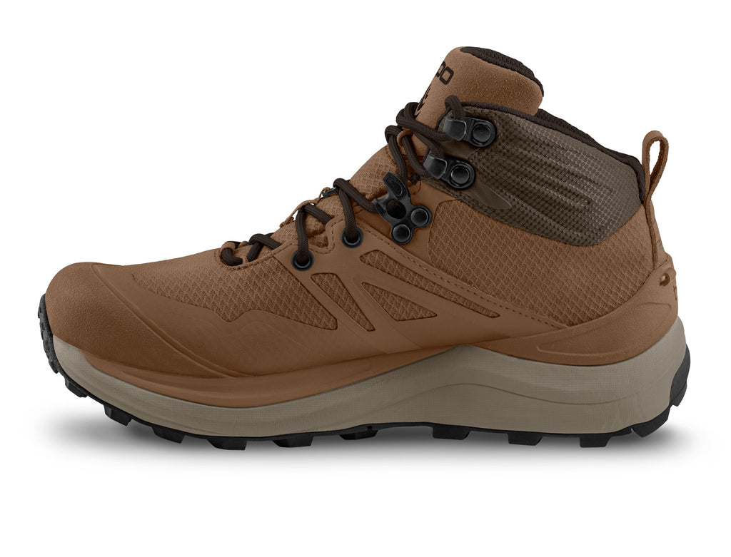 Men's Topo Trailventure 2 WP. Brown upper. Tan midsole. Medial view.