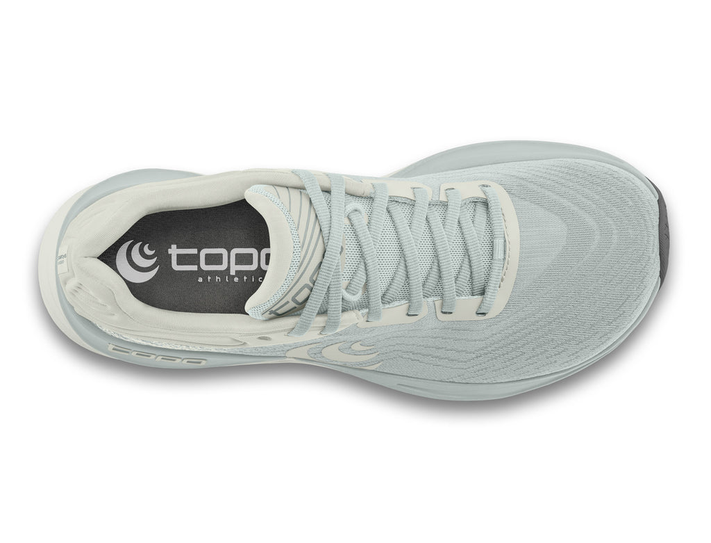Men's Topo Ultrafly 5. Grey upper. Grey midsole. Top view.