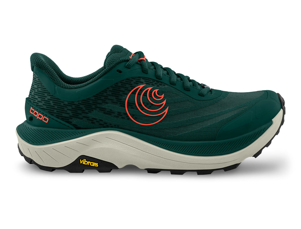 Men's Topo Ultraventure 4. Dark Teal upper. Grey midsole. Lateral view.