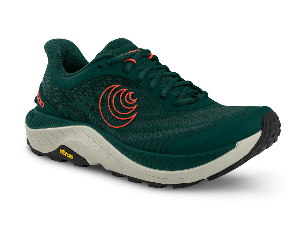 Men's Topo Ultraventure 4. Dark Teal upper. Grey midsole. Lateral view.