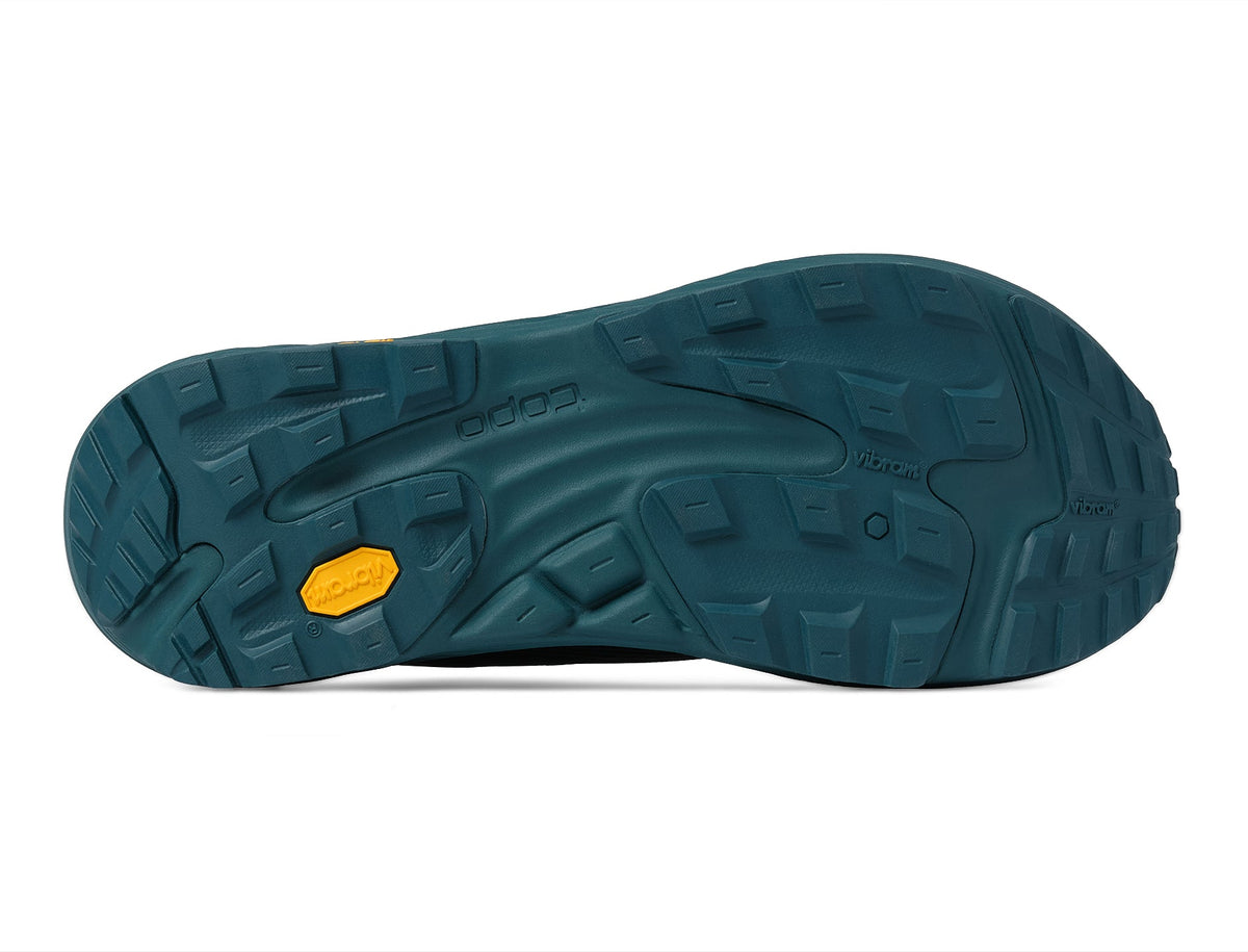Men's Topo Ultraventure 5 in Black/Dark Teal – outsole view.