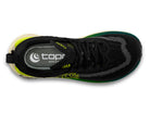 Men's Topo Vista. Black upper. Tan midsole. Top view.