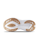 Men's TYR Maverick v1. White upper. White midsole. Bottom view.