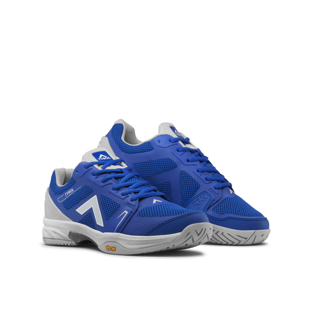 Men's Tyrol Drive V. Blue upper. Grey midsole. Lateral view.