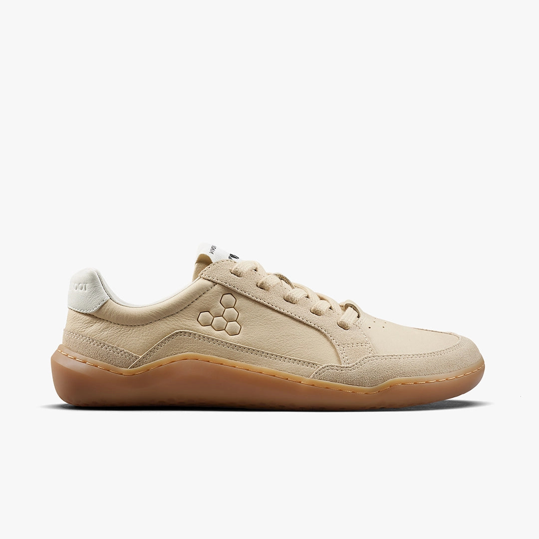Men's Vivobarefoot Gobi II Premium Leather. Tan upper. Tan midsole. Lateral view.