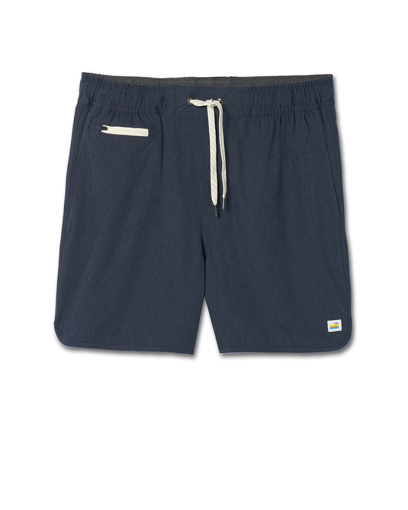 Men's Vuori Banks Short 5". Navy blue. Front view.